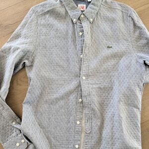 Lacoste Light Gray Patterned Button Down Shirt